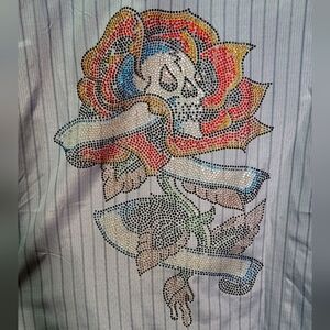 Dimension Men's NWT Blue Skull Graphic Short Sleeve Button Down Shirt Size Small